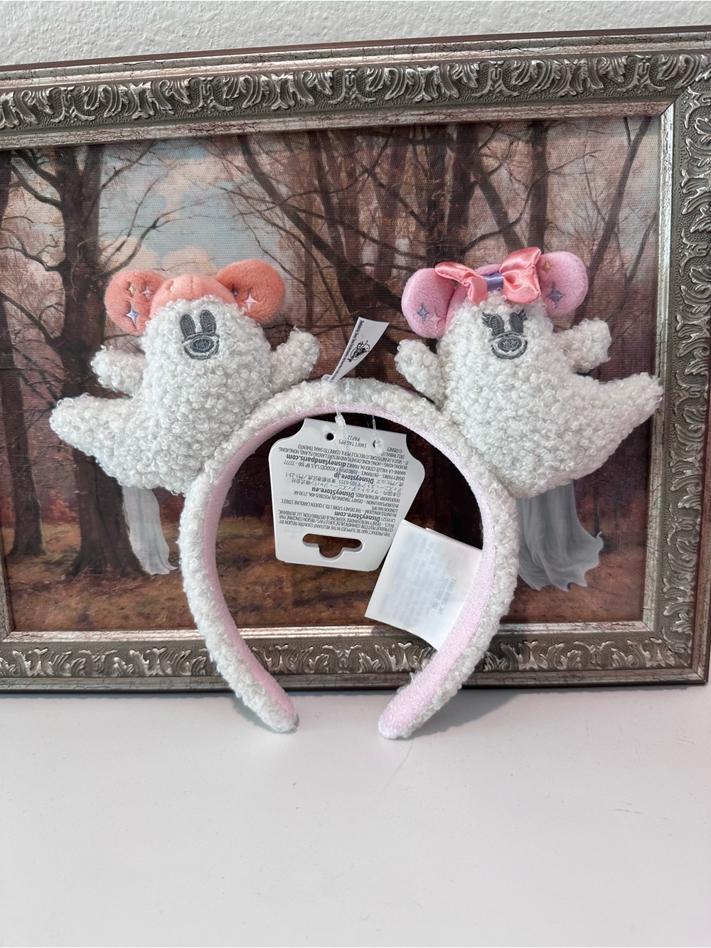 Disney Halloween Ghost White Sherpa Bear Ear Headband 2026